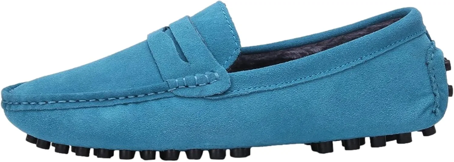 Лоферы мужские из замши, повседневные, ANUFER, Skyblue-plush Lined — фото 2