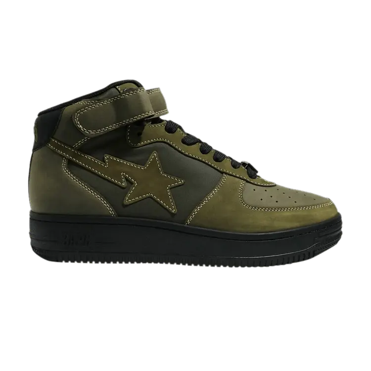 

Кроссовки BAPE Military Bapesta Mid 'Olivedrab', зеленый