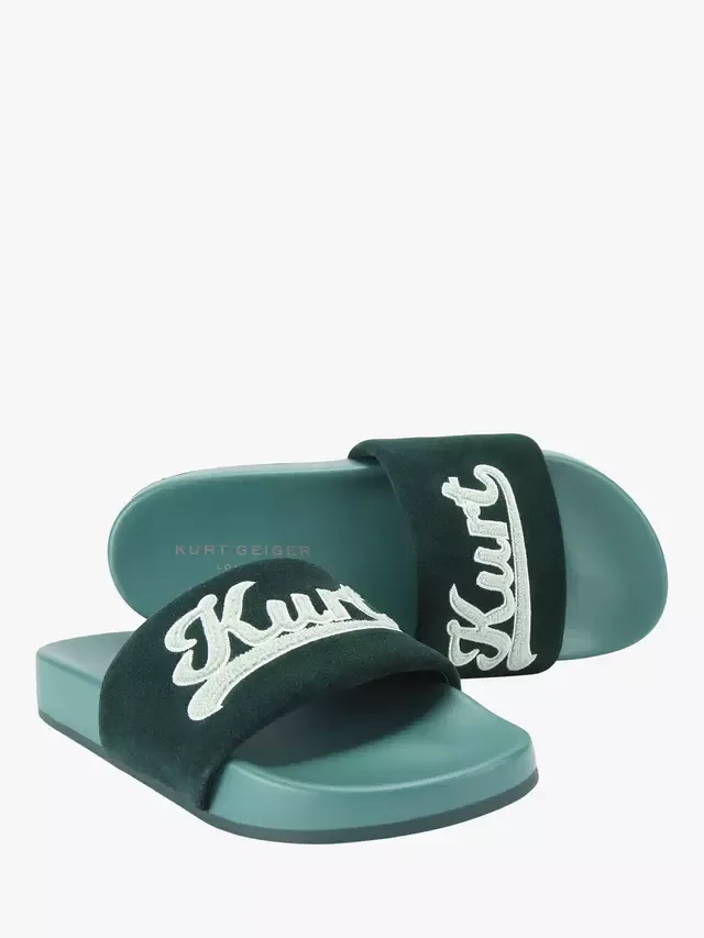 Сандалии Script Slider, зеленые Kurt Geiger London — фото 4