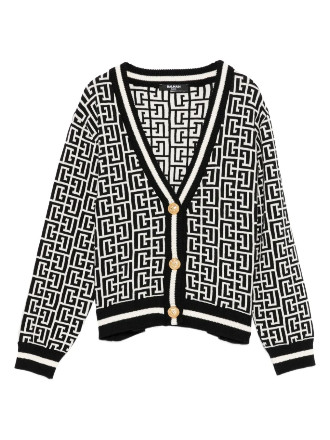 

Кардиган Balmain Kids с геометрическим узором на пуговицах, черный