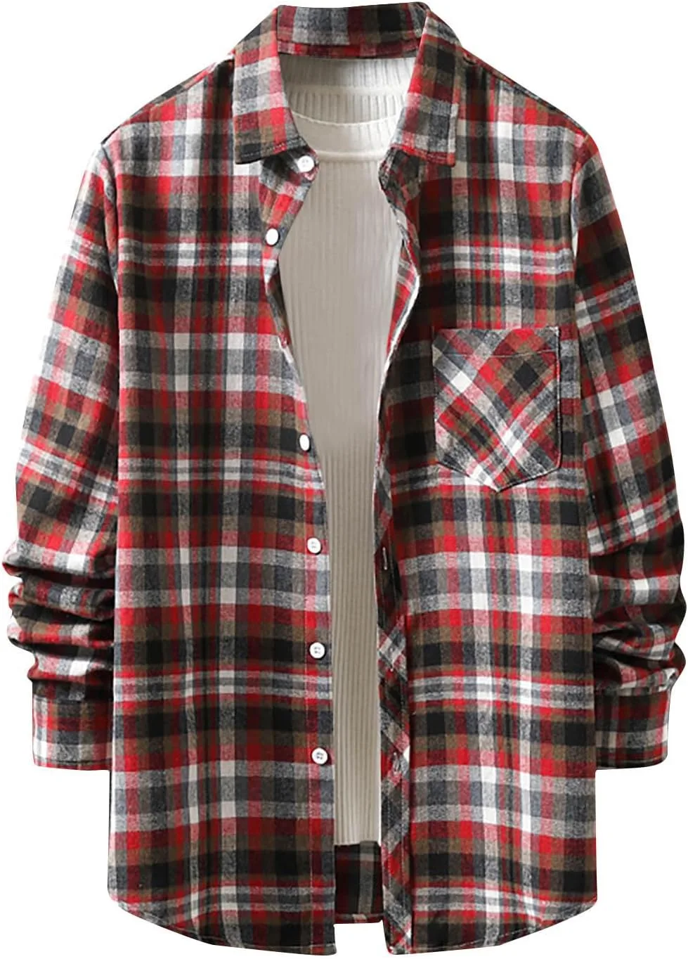 

Мужская фланелевая рубашка в клетку с длинным рукавом