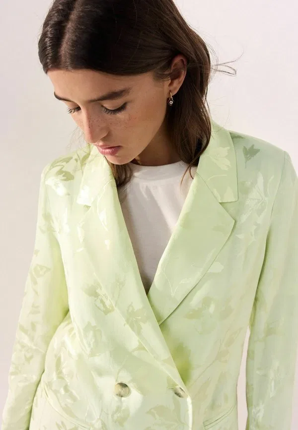 Двубортный пиджак tabitha simmons x jacquard стандартного кроя. короткое пальто Next, Green — фото 4