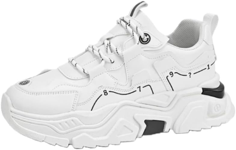 

Мужские спортивные кроссовки с толстой подошвой- противоскользящие и прочные, подходят для бега на улице, с эффектом увеличения роста, для всех сезонов Fusecottc, белый