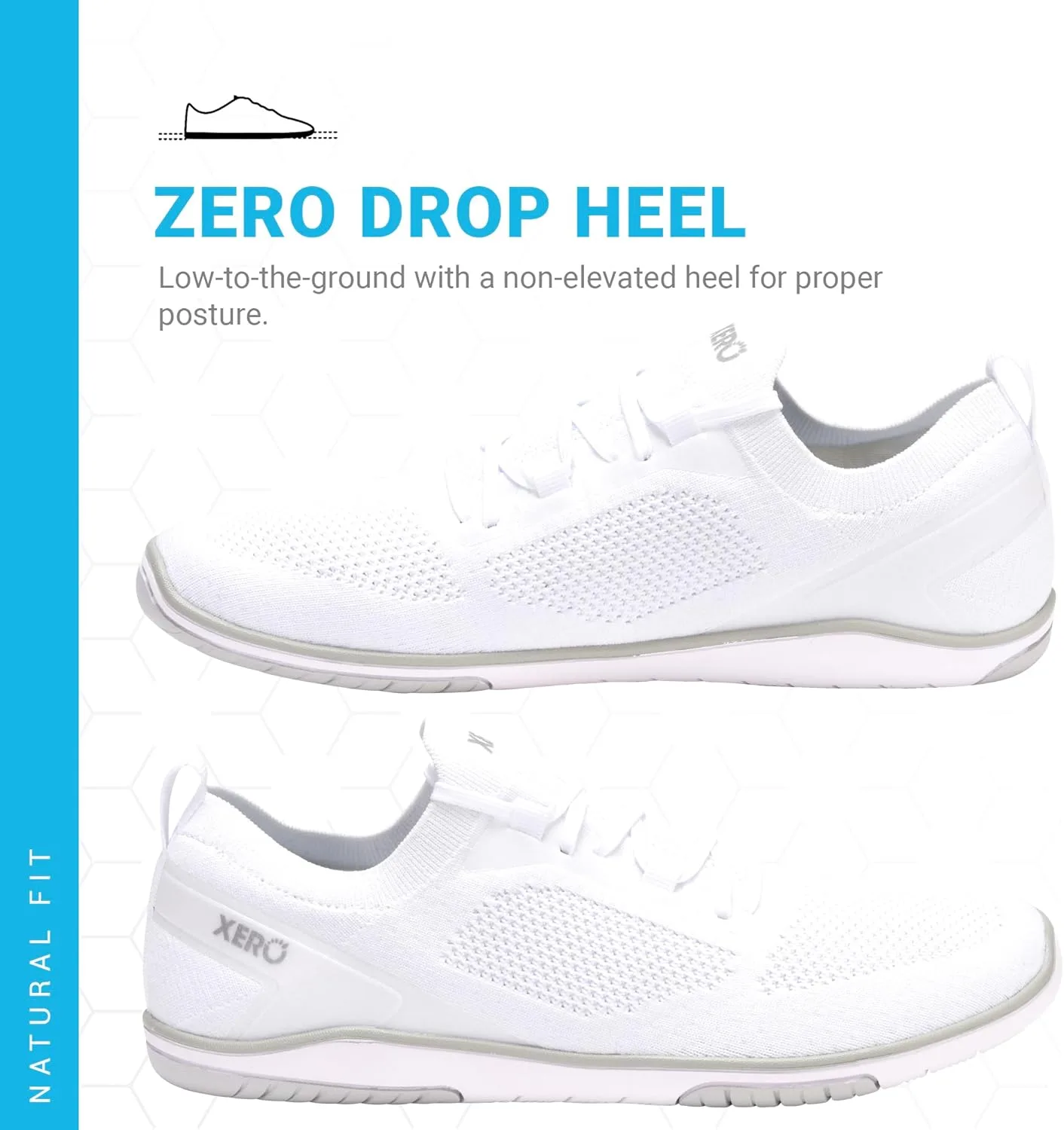 Мужские кроссовки Xero Shoes для ходьбы босиком | Кроссовки Nexus Knit для тренировок | Модные мужские кроссовки с нулевым перепадом высоты подошвы и широким носком | Минималистичный дизайн, белый — фото 3
