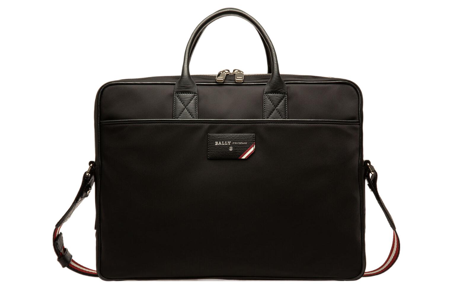 

BALLY Мужская черная деловая сумка через плечо из нейлона и натуральной кожи