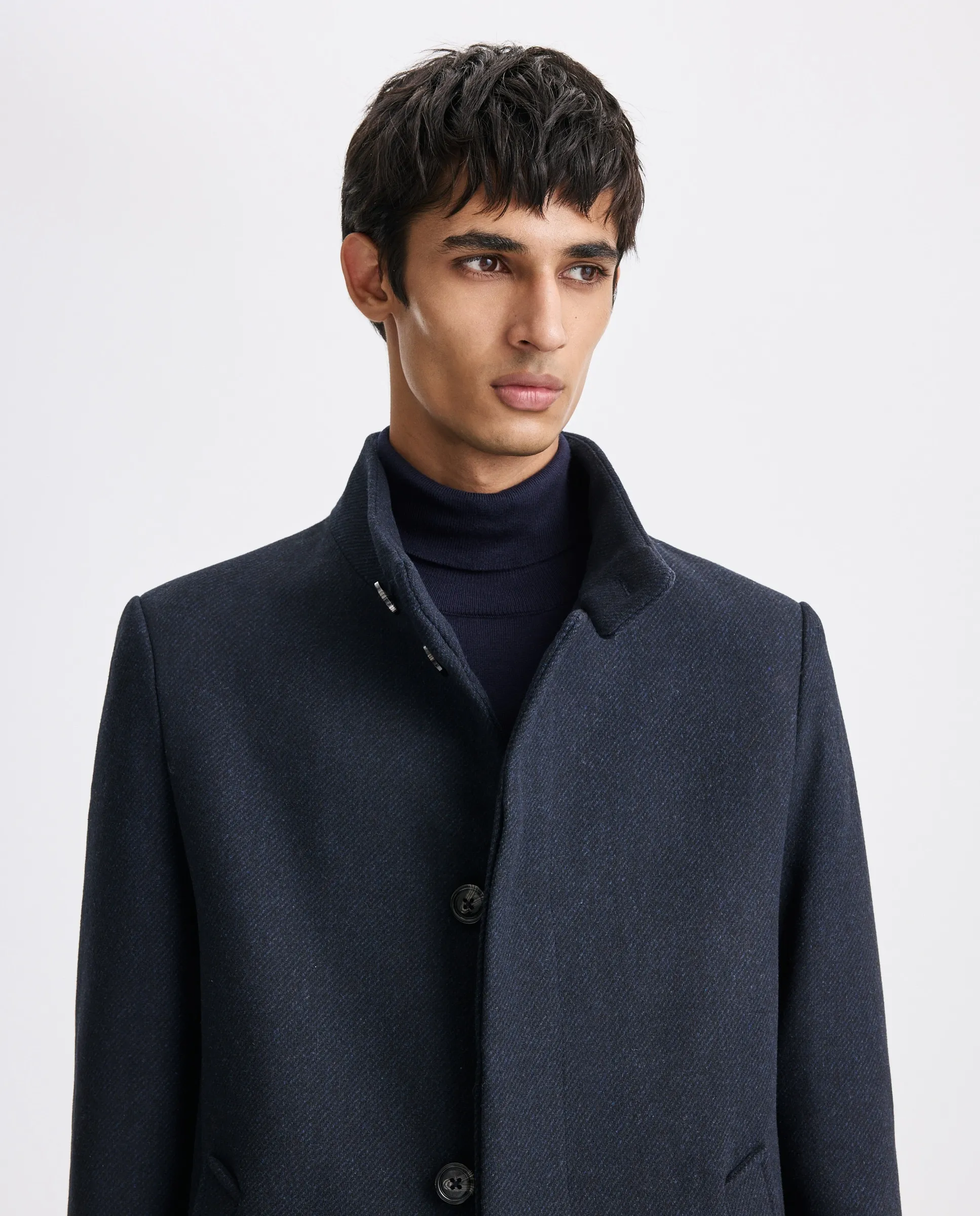 

Мужское пальто из диагональной ткани Easy Wear, темно-синий