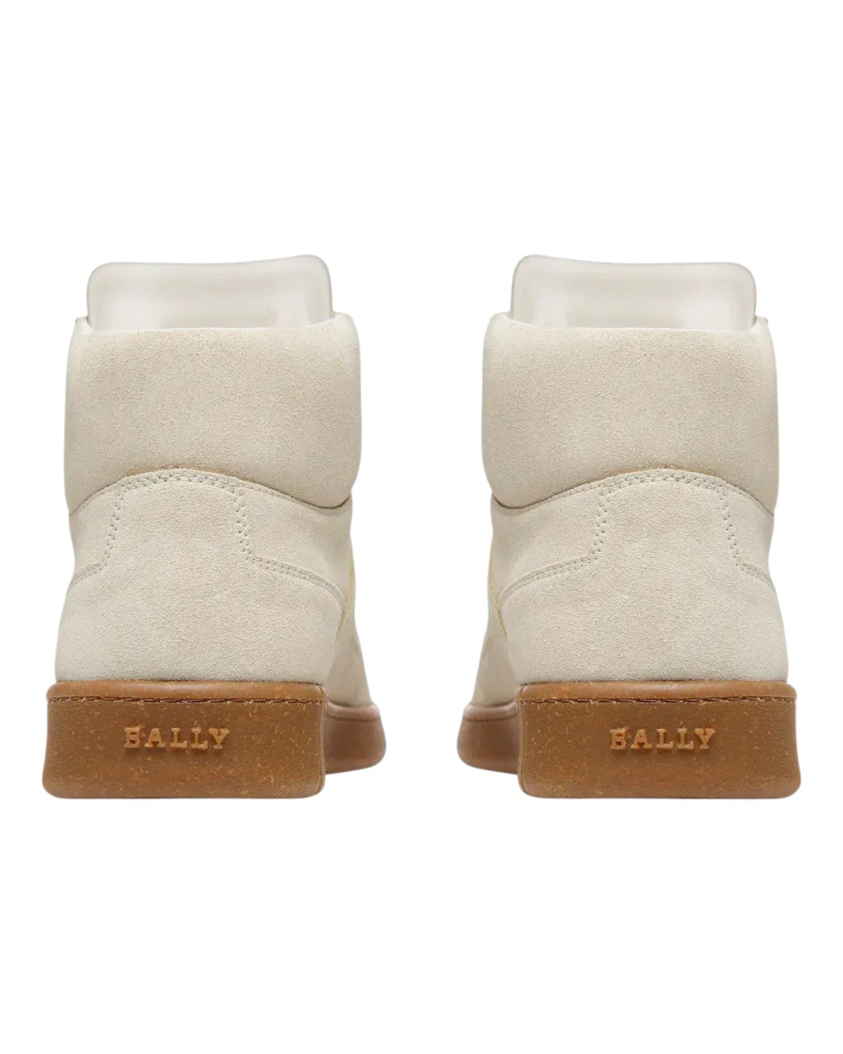 Мужские высокие кроссовки Bally Wiggles 6303321 из телячьей замши цвета пыли белого цвета — фото 4
