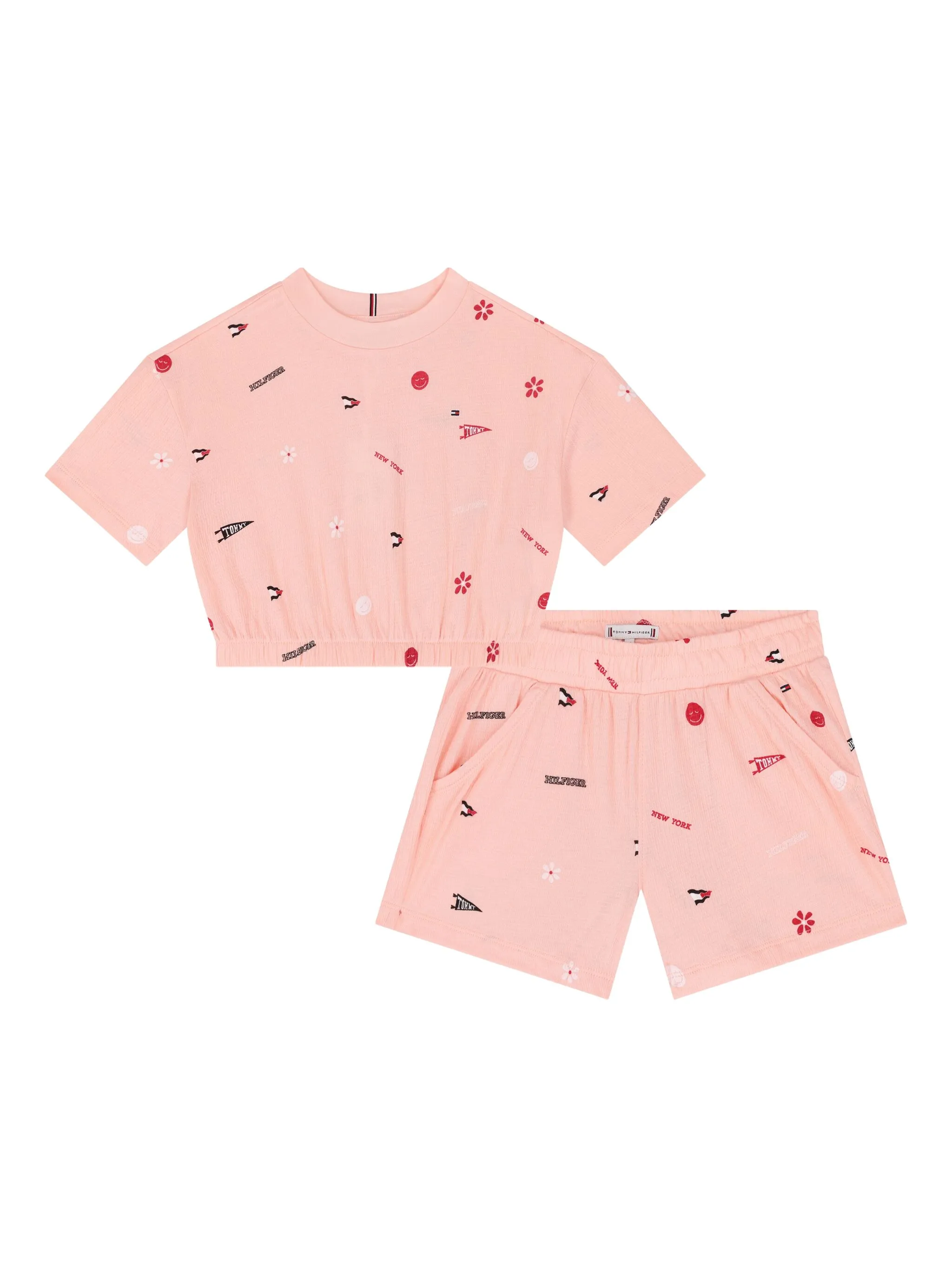 

Комплект из топа и юбки с графичным принтом Tommy Hilfiger Junior, розовый