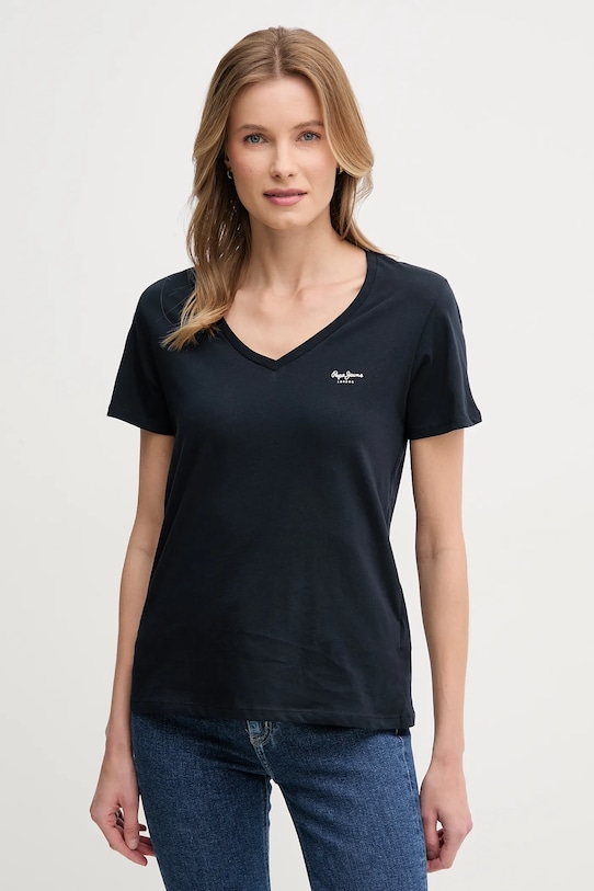 

Футболка из хлопка MACY с V-образным вырезом Pepe Jeans, темно-синий