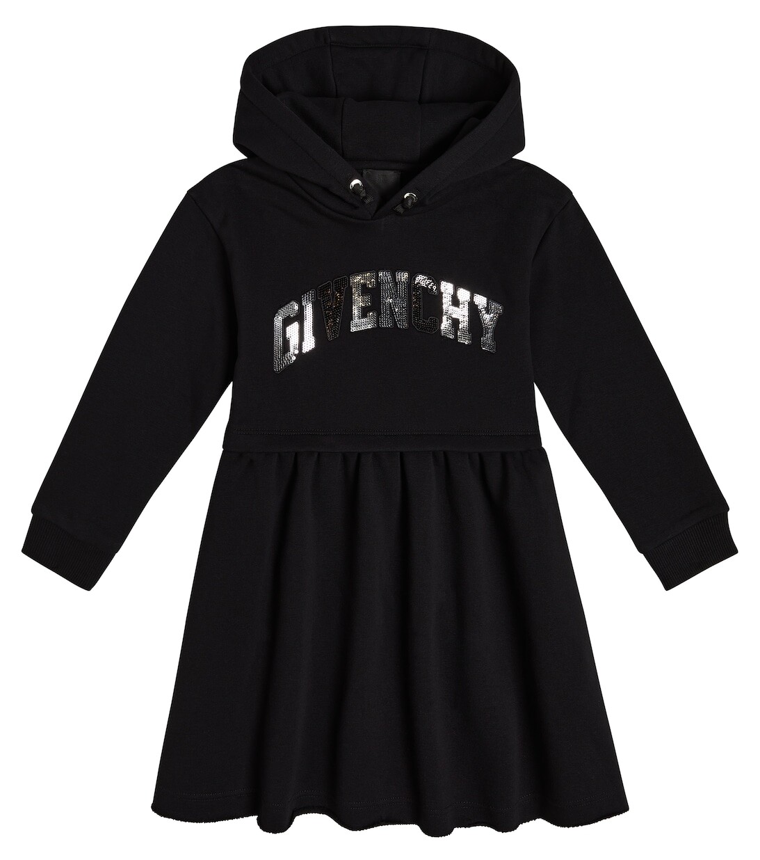 

Платье-толстовка из смесового хлопка с логотипом Givenchy Kids, черный