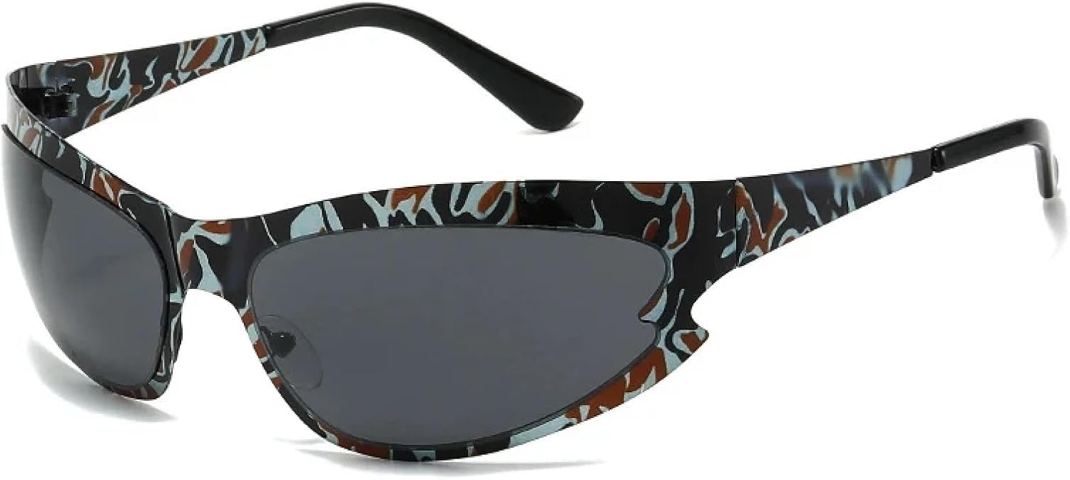 

Модные солнцезащитные очки для женщин и мужчин, винтажные очки «кошачий глаз», очки для активного отдыха, спорта, велоспорта, защита от УФ-излучения UV400 generic, Black Flower Gray