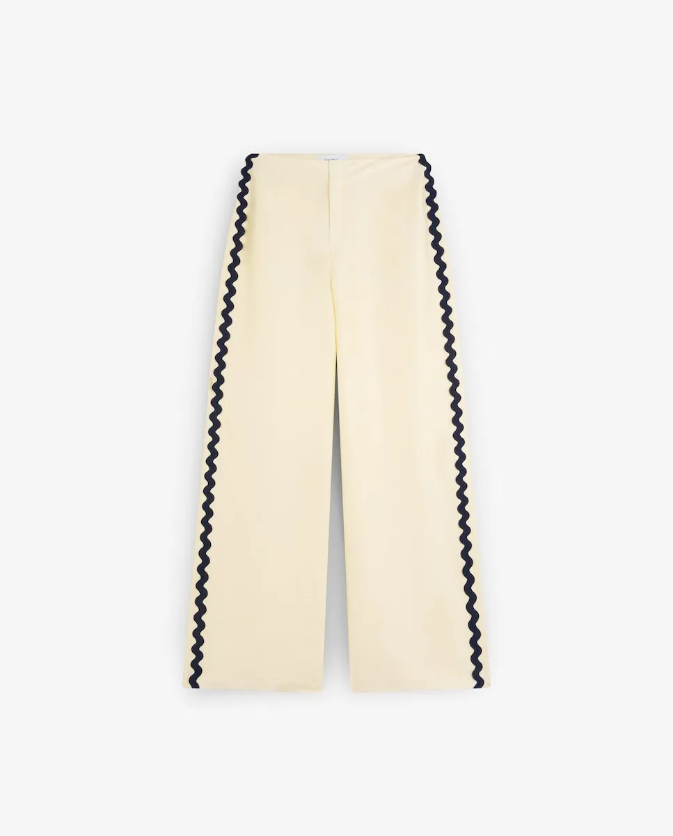 

Женские прямые брюки с завышенной посадкой и контрастным волнообразным принтом Scalpers, пастельно-розовый