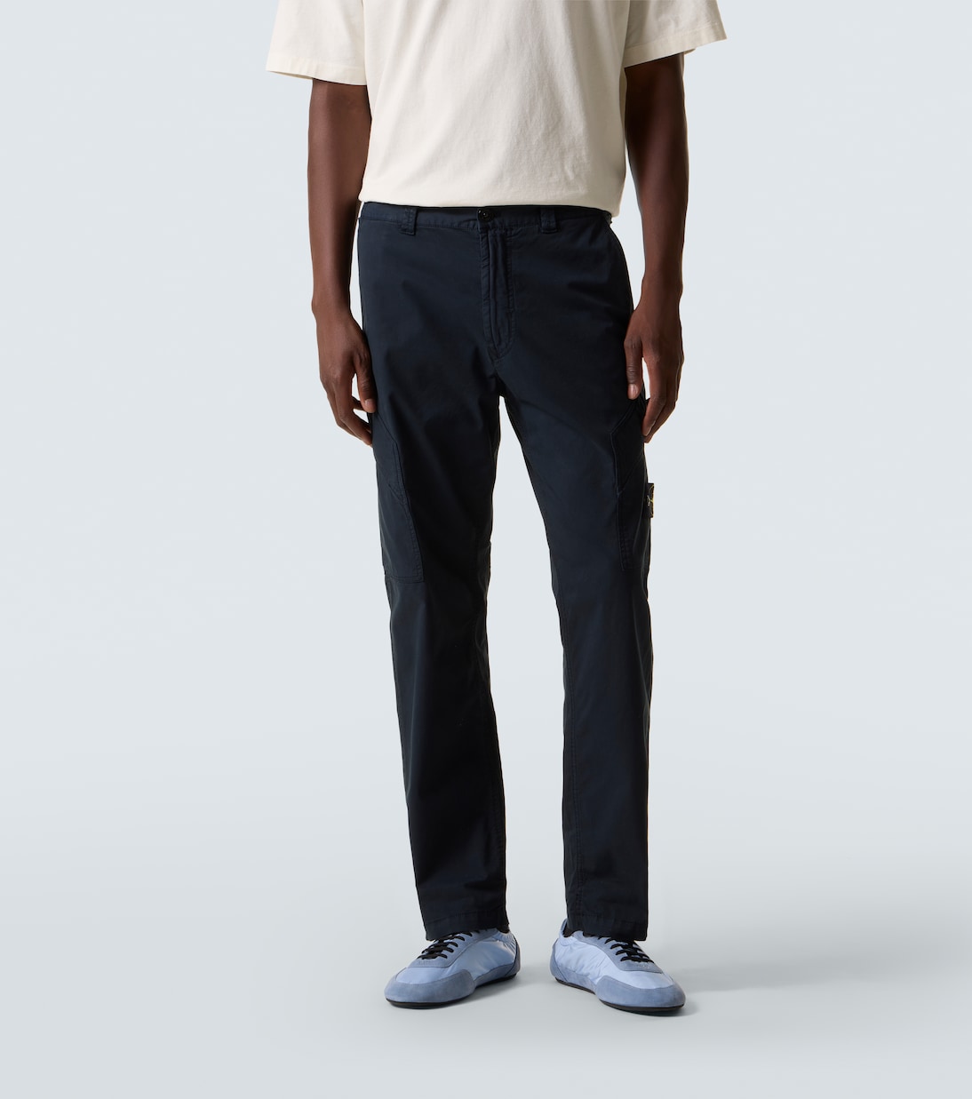 Брюки-карго из хлопчатобумажной саржи с вышивкой Stone Island, Navy Blue — фото 3
