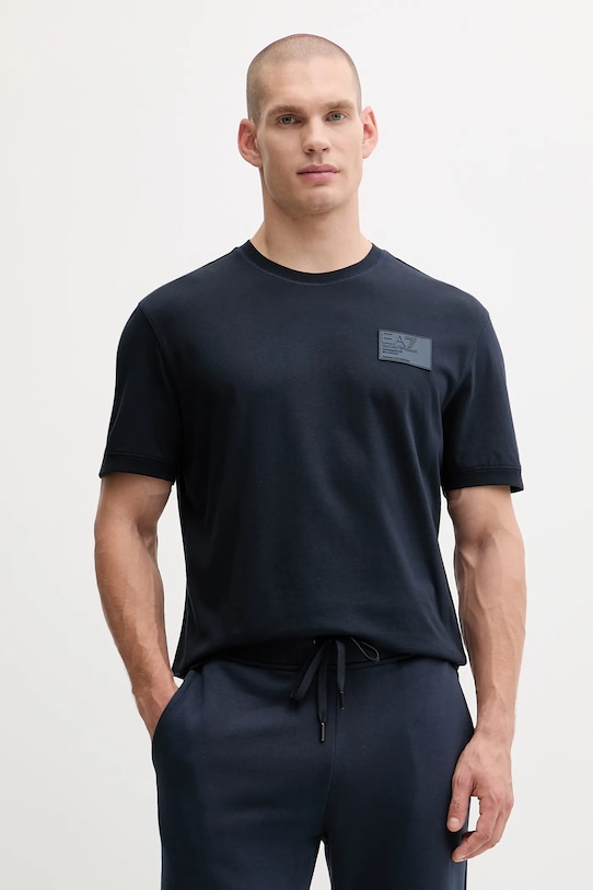 

Хлопковая футболка Ea7 Emporio Armani, темно-синий