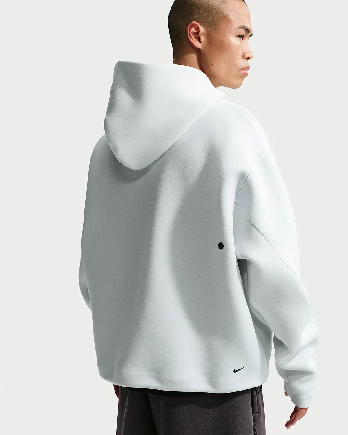 Мужская флисовая худи на молнии Nike Tech, Off White/Black — фото 2