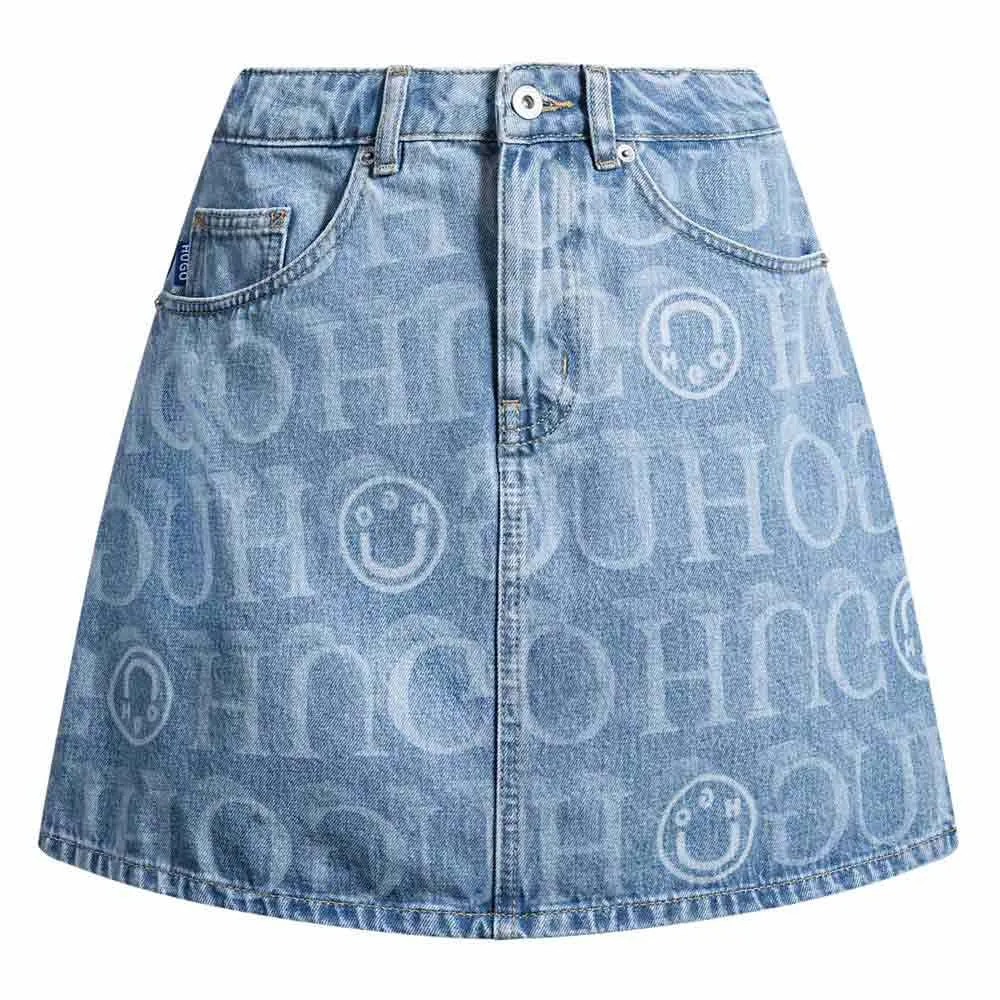 

Юбка HUGO Gami 2 BLUE denim skirt, синий