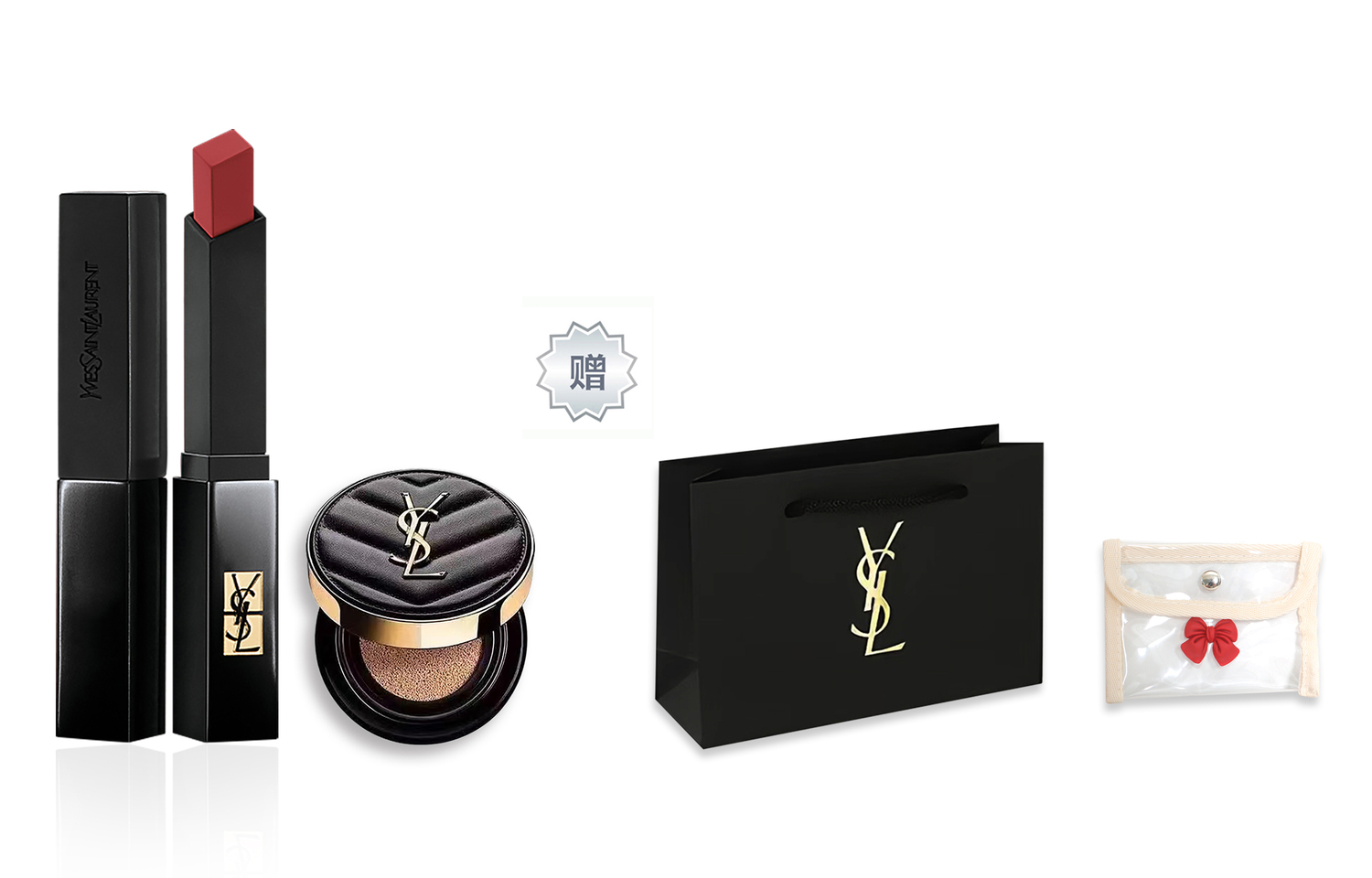 SAINT LAURENT Маленький черный полосатый набор для макияжа легко растушевывается увлажняющая помада+air cushion — фото 4