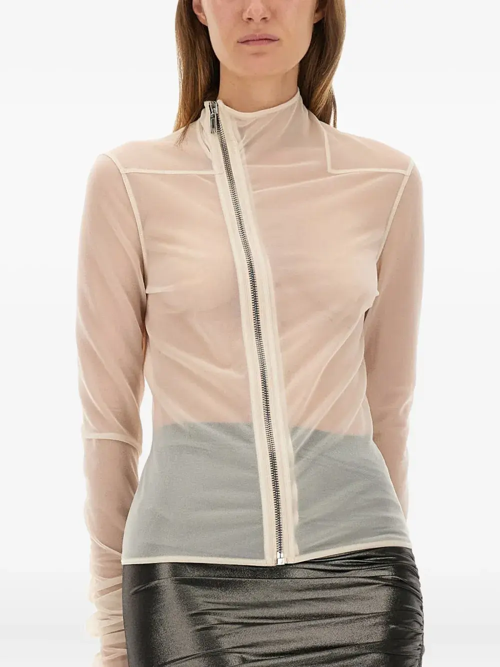 

Прозрачный топ на молнии Rick Owens Lilies, кремовый