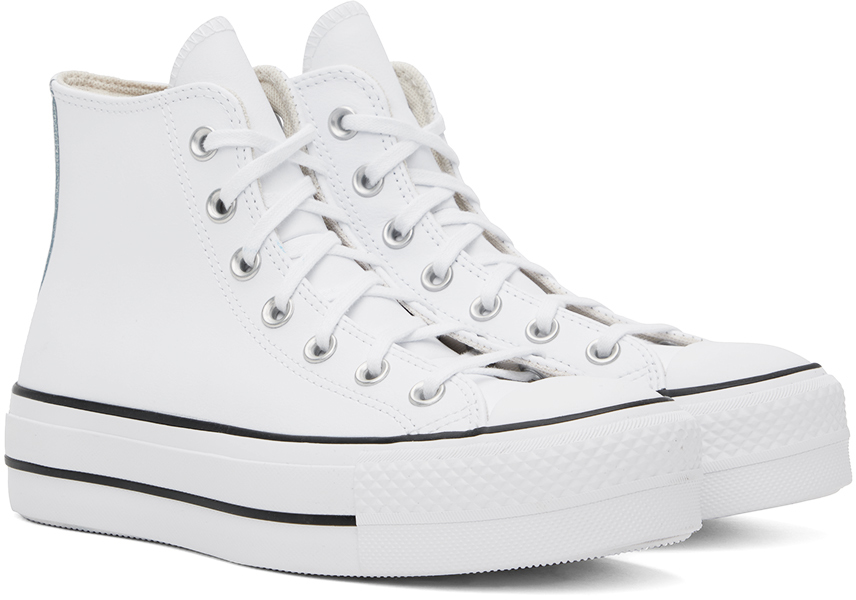 Белые высокие кожаные кеды Chuck Taylor All Star Lift Converse, белый/черный/белый — фото 4