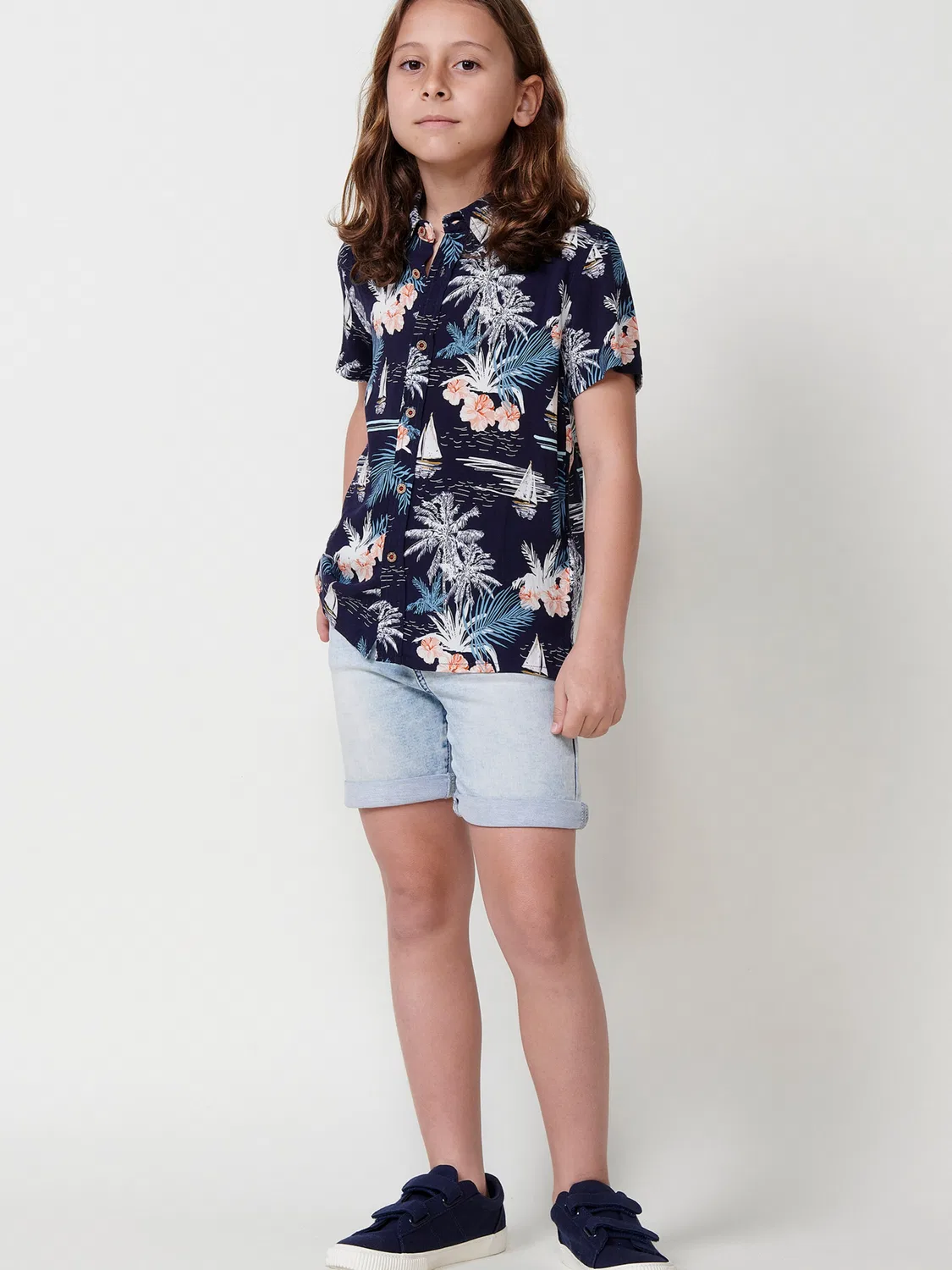 Рубашка на пуговицах стандартного кроя Koroshi, Navy/Light Blue — фото 3
