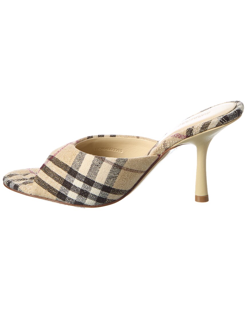 Burberry Mews Check Linen Sandal, бежевый — фото 2