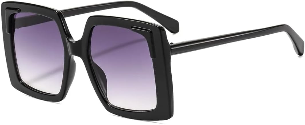 

Ретро-солнцезащитные очки с квадратной оправой и градиентным переходом цвета для женщин, модные и универсальные, для мужчин, с защитой от УФ-излучения UV400 UATXTAU, Black Grey