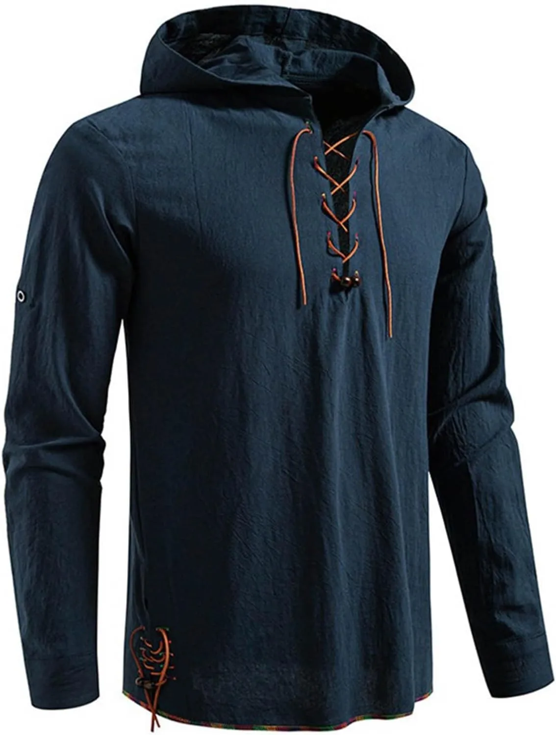 

Мужская летняя толстовка с капюшоном Cotton Linen, завязки и длинные рукава breaise