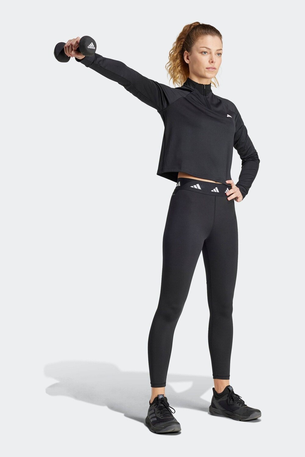 Тренировочный свитер с застежкой молнией 1/4 Adidas, черный — фото 4