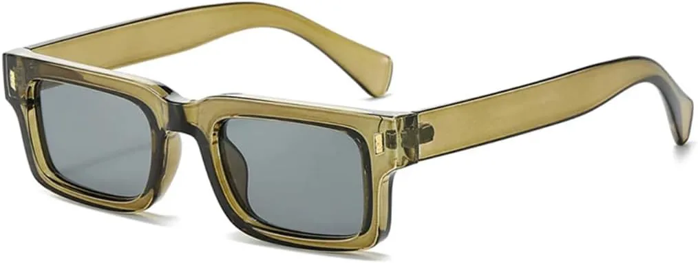 

Маленькие квадратные солнцезащитные очки для женщин, модные, желейные, цветные, UV400, для мужчин, ретро, ​​с заклепками, декор в стиле панк UATXTAU, Olive Green Gray