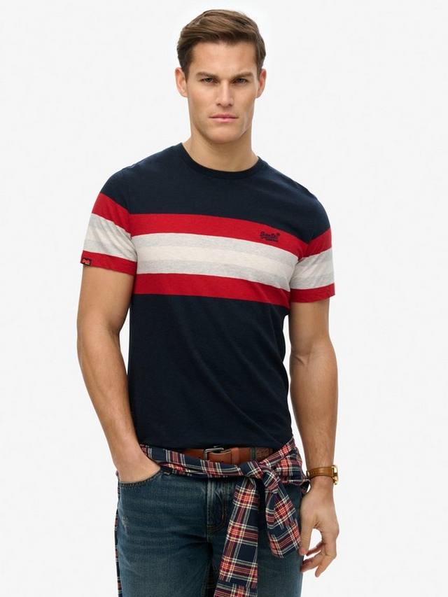 

Хлопчатобумажная футболка в полоску essentials с коротким рукавом обычного покроя Superdry, цвет Eclipse Navy