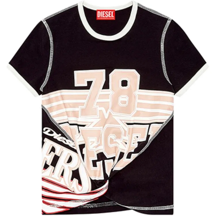 Футболка с контрастной строчкой Diesel Black