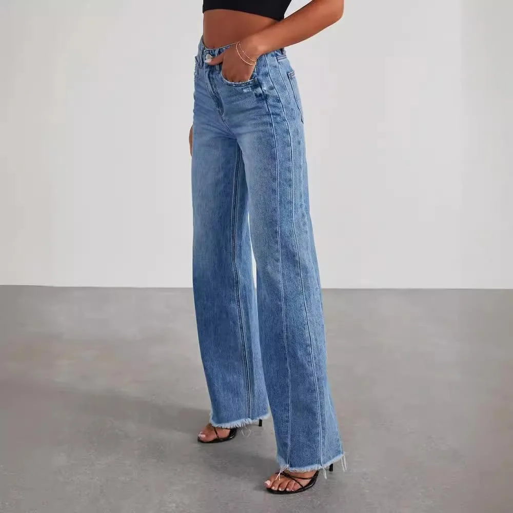 Женские джинсы Wide Leg High Waisted с завышенной талией — фото 3