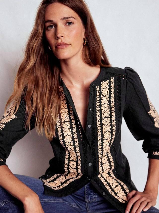 

Рубашка с цветочной вышивкой Boden, Black