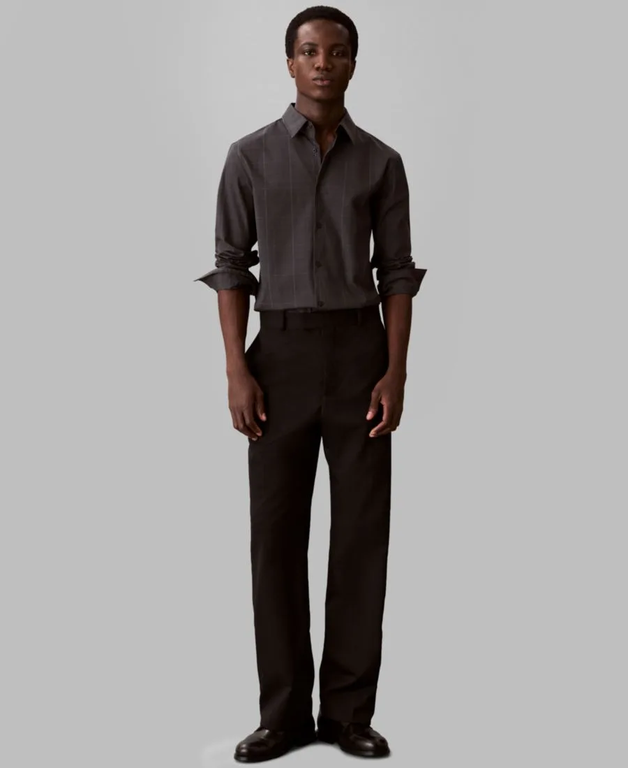 Мужская рубашка Grid Supima Stretch Slim-Fit Calvin Klein, Charcoal — фото 2