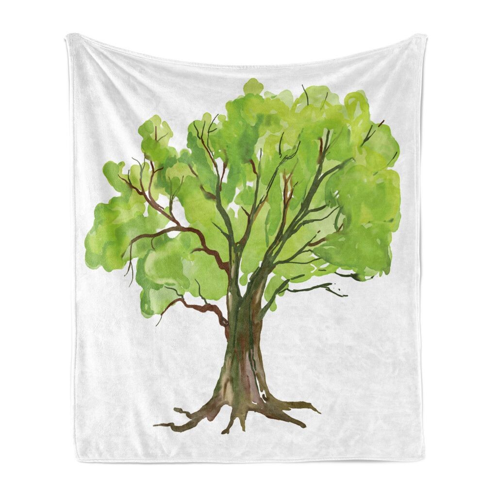 

Мягкое фланелевое флисовое одеяло ABAKUHAUS Tree, акварель цвета зеленого дерева, уютный плюш для использования в помещении и на открытом воздухе, 125 x 175 см, красное дерево зеленого яблока