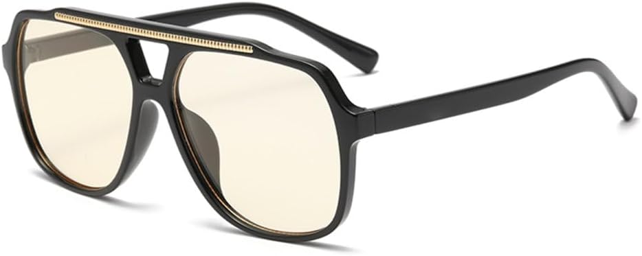 

MUTYNE Модные ретро-солнцезащитные очки с двойной оправой, минималистичные, с эффектом океанической пленки, большие оправы, универсальные очки для женщин, Black Champagne