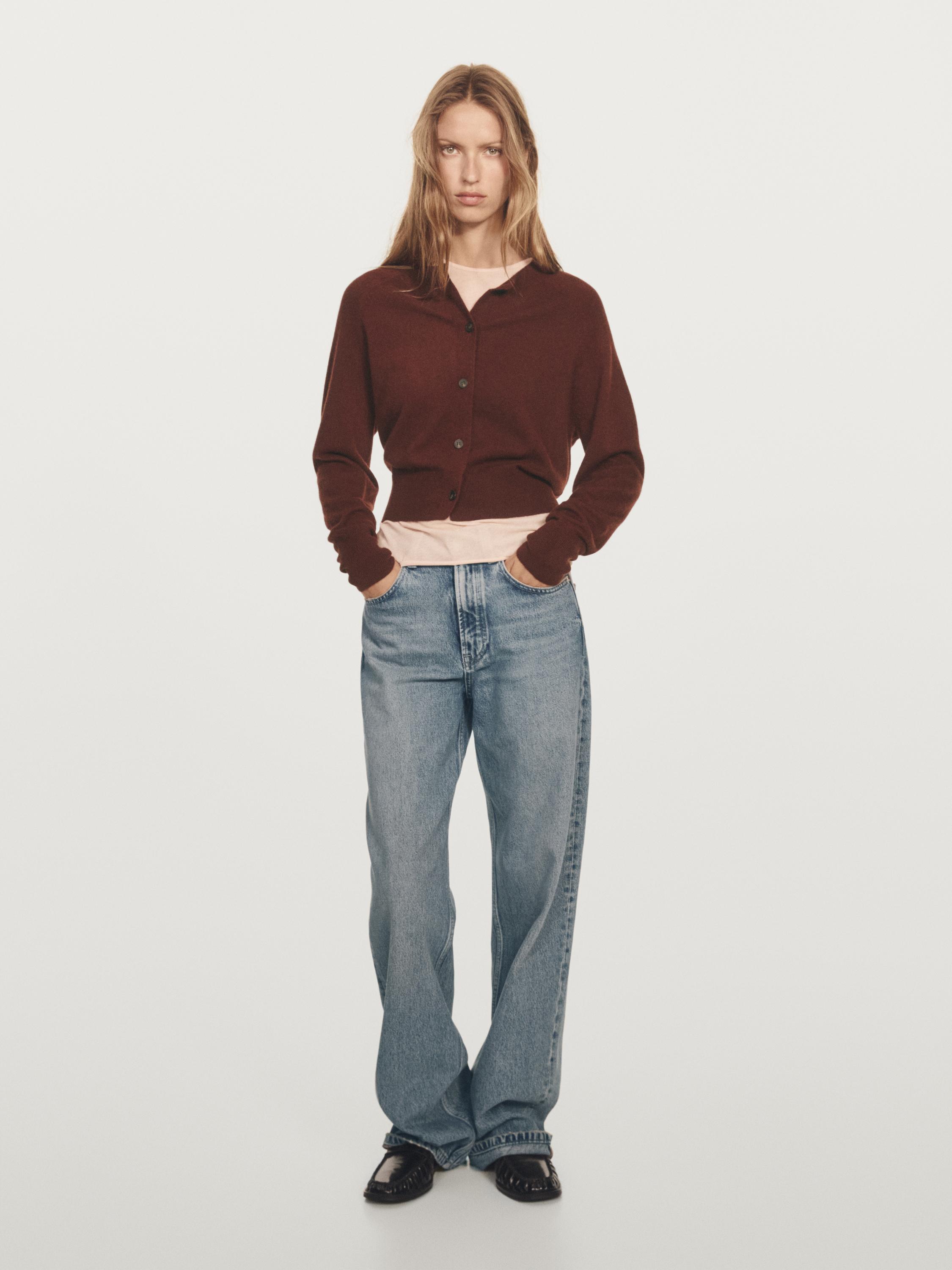 

Кардиган с длинными рукавами из 100% кашемира Massimo Dutti, бургундия