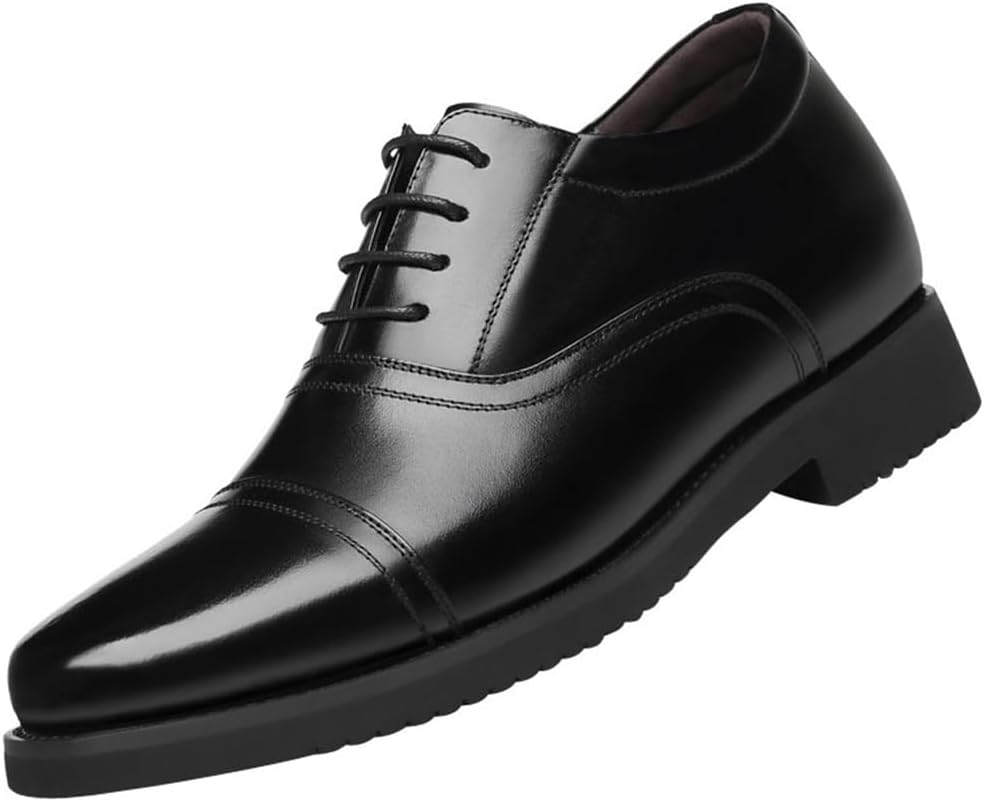 

Мужские невидимые туфли с подъемом на каблуке, шнурованные кожаные туфли для смокинга для бизнеса, свадьбы и прогулок Ukuboxbag, 6cm/2.35inchs Height