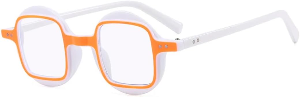 

Модные круглые женские солнцезащитные очки в стиле ретро-панк, квадратные, с прозрачными градиентными линзами, защита от УФ-излучения UV400, мужские очки с заклепками, двухцветные UATXTAU, White Orange