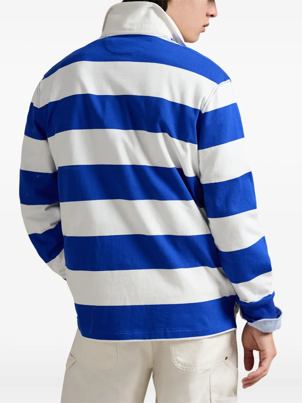 Полосатая рубашка-регби с длинными рукавами Polo Ralph Lauren, синий — фото 4