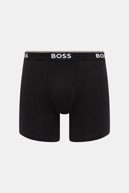 Боксеры хлопковые с эластаном 3 шт BOSS, черный — фото 2