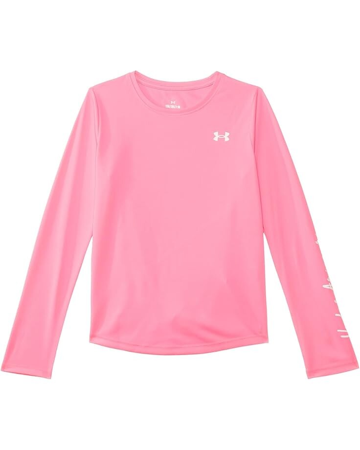 

Рубашка Under Armour Kids Script Logo Upf Long Sleeve Shirt, цвет Fluo Pink