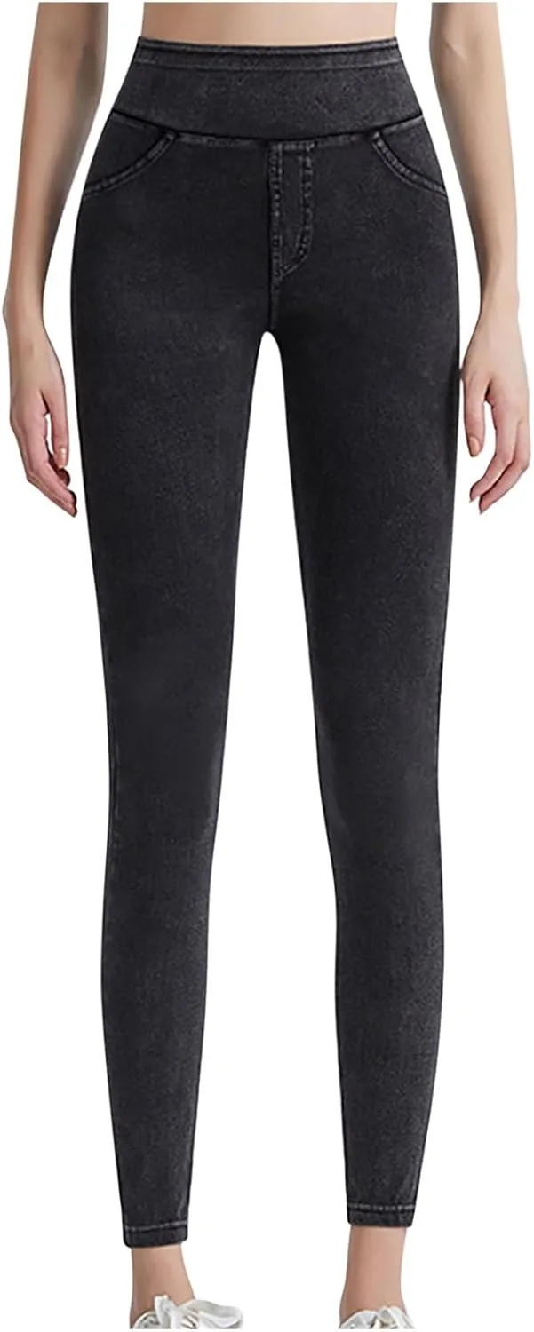 

Джинсовые леггинсы Jeggings для женщин с высокой талией и эффектом стройняшки bawilom