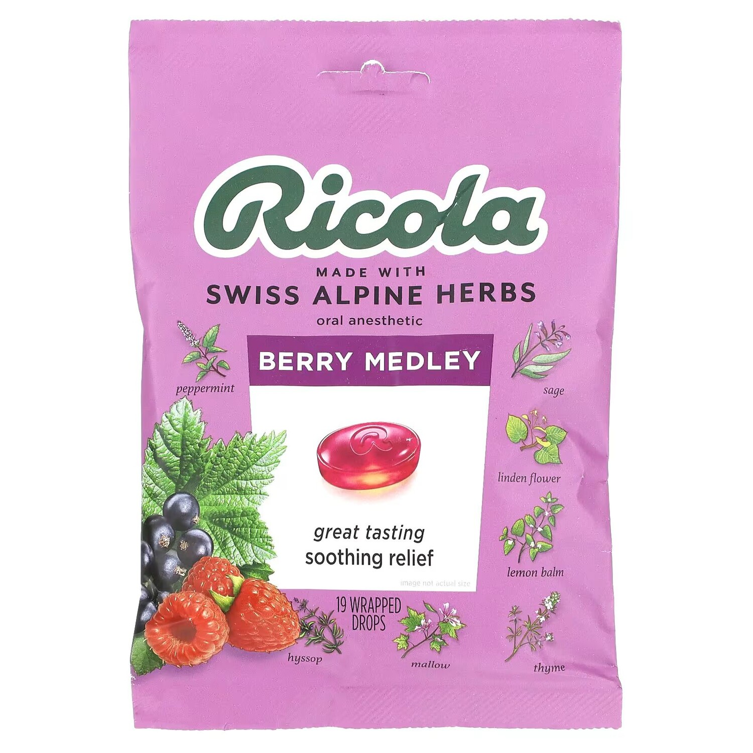 

Оральный анестетик, ягодная смесь, 19 капель в упаковке Ricola