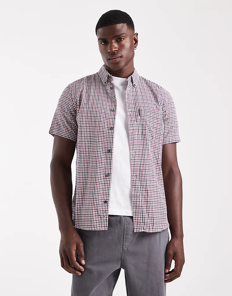 

Рубашка French Connection из хлопка с короткими рукавами и нагрудным карманом, красного цвета