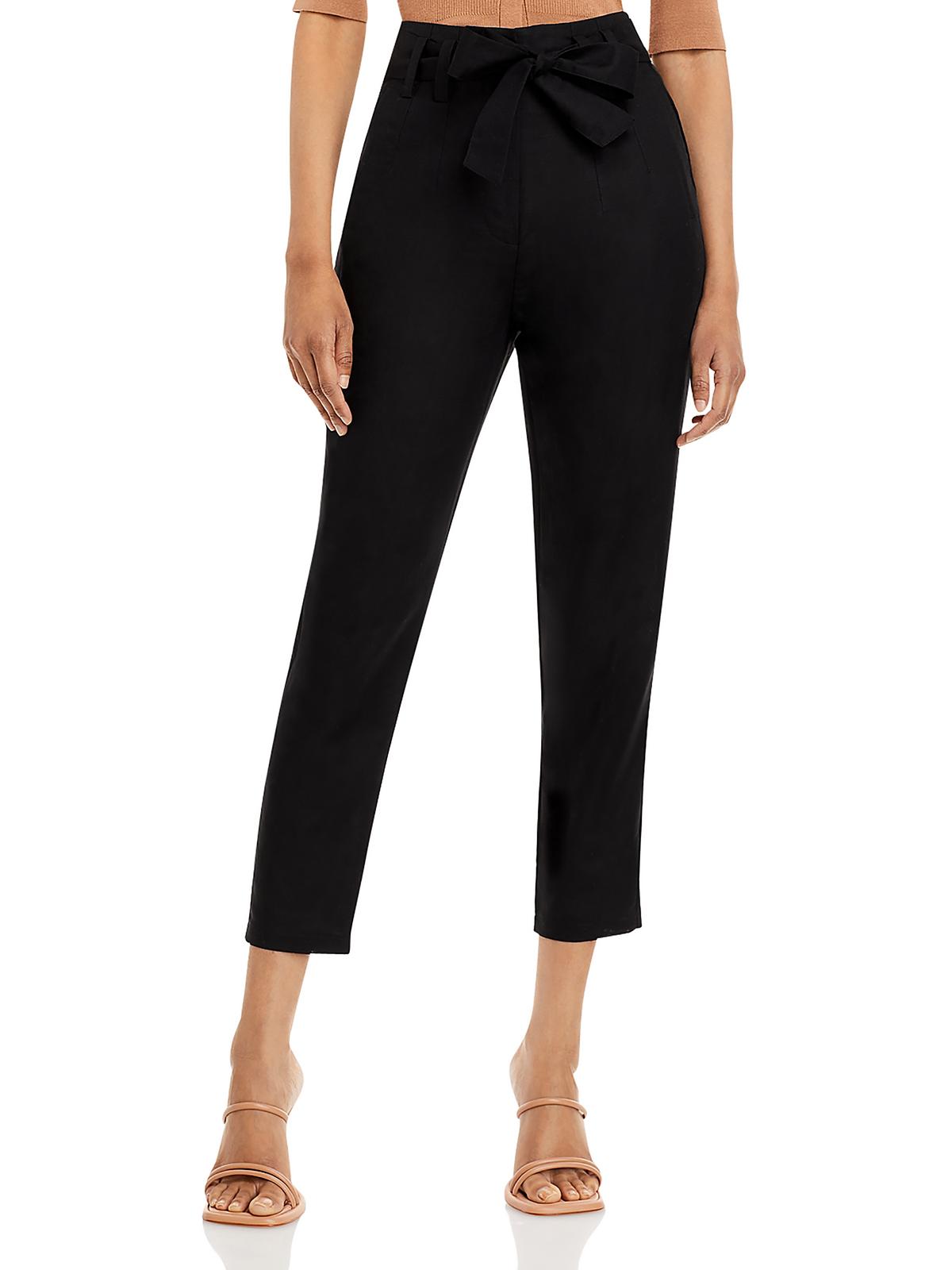 

Женские льняные брюки с высокой талией и прямыми штанинами Aqua, черный