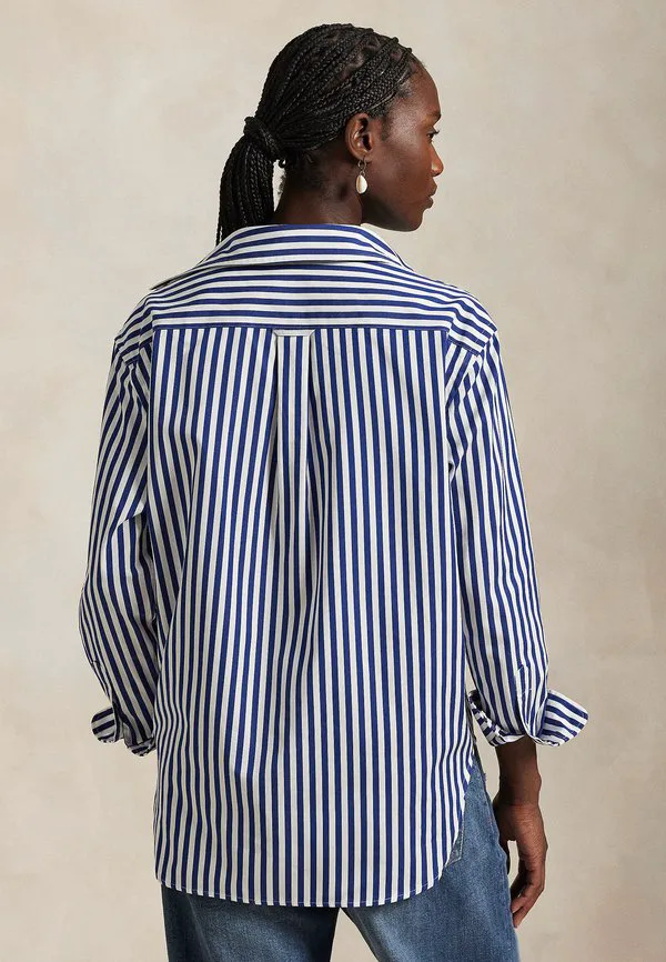 Блузка из хлопка в полоску свободного кроя, на пуговицах Polo Ralph Lauren, Fall Royal/White — фото 3