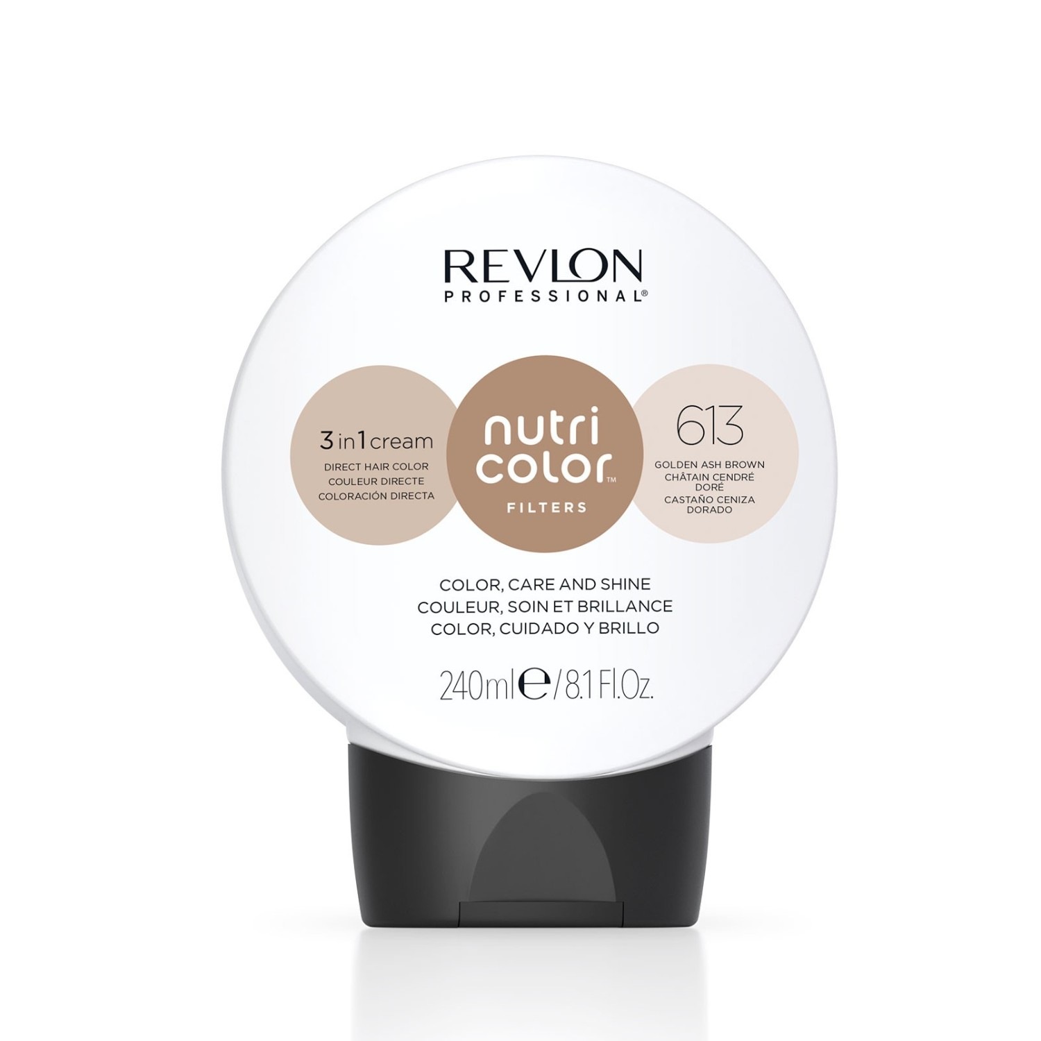 

Краска для волос nutri color 3 in 1 cream nr. 500 Revlon Professional, 613 - dunkelblond asch irisé, объем 240 мл