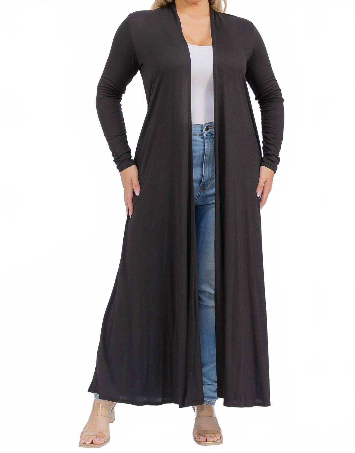 

Кардиган макси с длинными рукавами и открытым передом, черный Karen T Design, черный