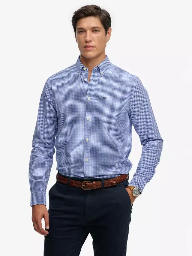 Рубашка в клетку из поплинового хлопка, стандартного кроя Superdry, Montauk Navy